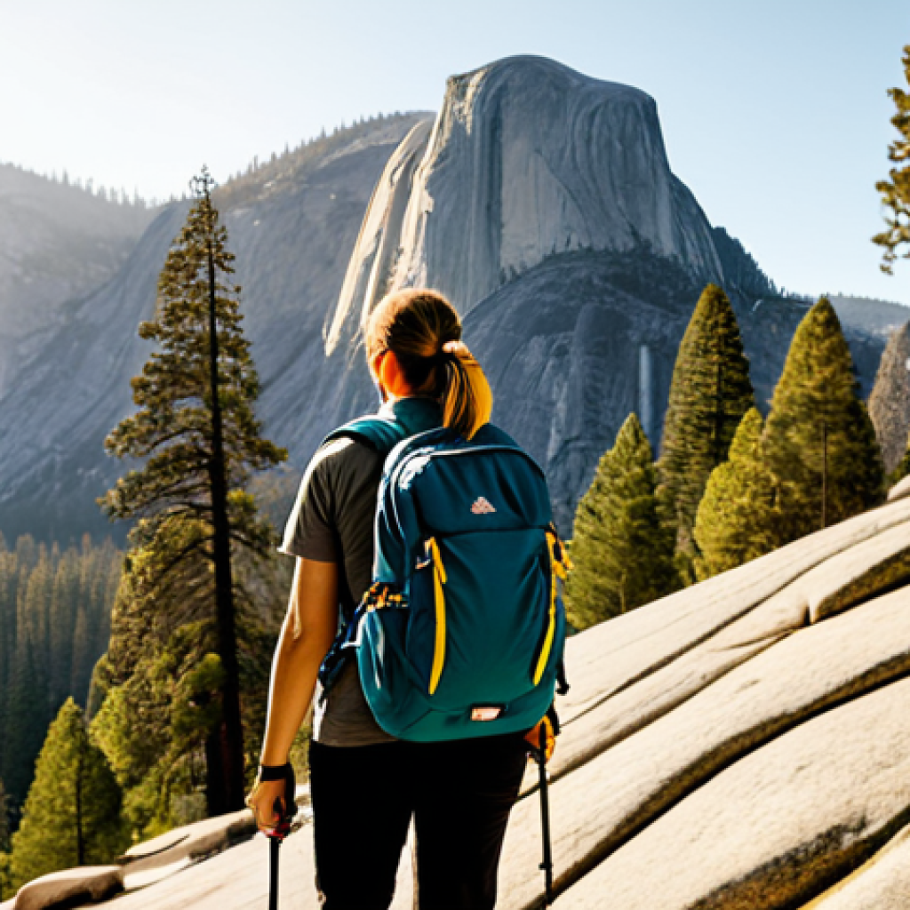 **
"A woman hiking in Yosemite National Park, surrounded by towering granite cliffs and evergreen trees, fully clothed in appropriate hiking gear, backpack visible, perfect anatomy, natural pose, professional photography, golden hour lighting, safe for work, appropriate content, fully clothed, modest, family-friendly."
**